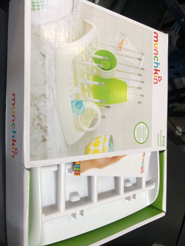 Photo 1 of Munchkin Fold Baby Bottle Drying Rack - Compact Design Folds Flat for Easy Storage, White/Grey