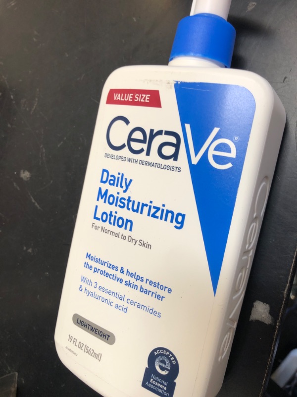 Photo 1 of CeraVe Daily Moisturizing Lotion for Dry Skin, Body Lotion & Face Moisturizer with Hyaluronic Acid and Ceramides, Daily Moisturizer, Fragrance Free, Oil-Free, 19 Ounce
