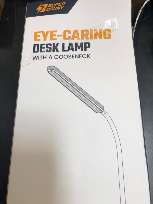 Photo 1 of SUPERDANNY Eye-Caring LED Desk Lamp 360° Flexible Gooseneck Work Lamp with Desk Side Clamp Touch Control 3 Light Colors Smooth Dimming Task Lighting Reading Light for Home Office College Dorm, Black