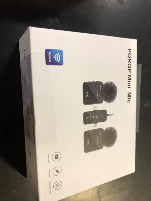 Photo 1 of PQRQP 3-in-1 Mini Microphone for iPhone/Android/Camera, Hi-Fi Audio, 48kHz/24-bit, Wireless Microphones, 328ft Range, 20H Battery, Lapel Mic with Noise Reduction for Live Streaming, TikTok, YouTube