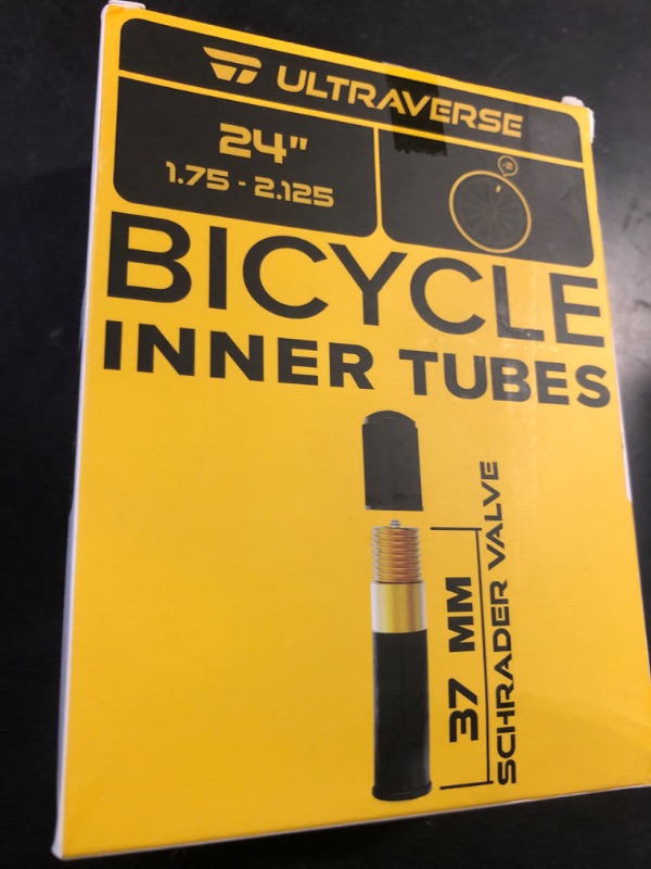 Photo 1 of Ultraverse Bike Inner Tube for 24 X 1.75/1.95/2.10/2.125 inch Bicycle Tire Sizes with Schrader Valve - Rubber Tubes for Kids Mountain, Cruisers, Woman City Bikes – Set of 2