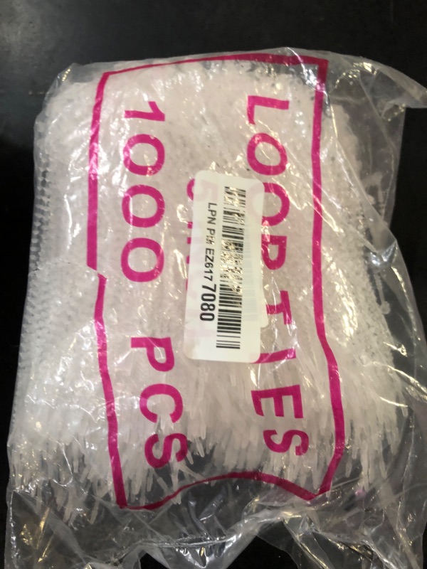 Photo 1 of Pack of 1000pcs Snap Lock 5" Pin Adjustable Security Beaded Loop Tie Plastic Paper Prices Tag Fasteners - White