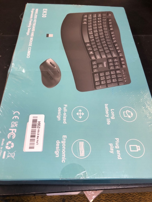 Photo 1 of Wireless Keyboard and Mouse Combo,2.4G Full Size Wave Keys Ergonomic Keyboard with Wrist Rest for Natural Typing, 3 DPI Adjustable Ergonomic Silent Mouse for Computer/Laptop/Windows/Mac (Black)