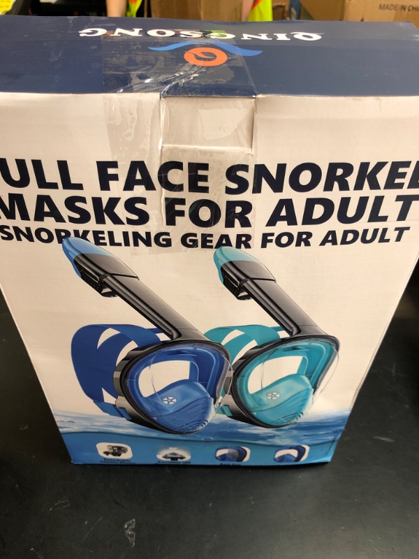 Photo 1 of QingSong Full Face Snorkel Mask for Adults, Snorkeling Gear with Camera Mount, 180 Degree Panoramic View Snorkel Set Anti-Fog Anti-Leak