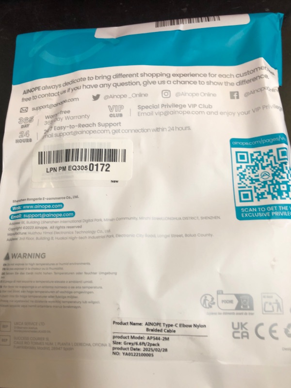 Photo 1 of AINOPE USB C Cable [2-Pack, 6.6ft] 3.1A Type C Charger Fast Charging, Right Angle USB to USB C Cable for iPhone 17 Carplay Cable, Galaxy S10+ S10 S9, Note 10 9, LG V30, Moto, iPhone 16 15 Charger Cord