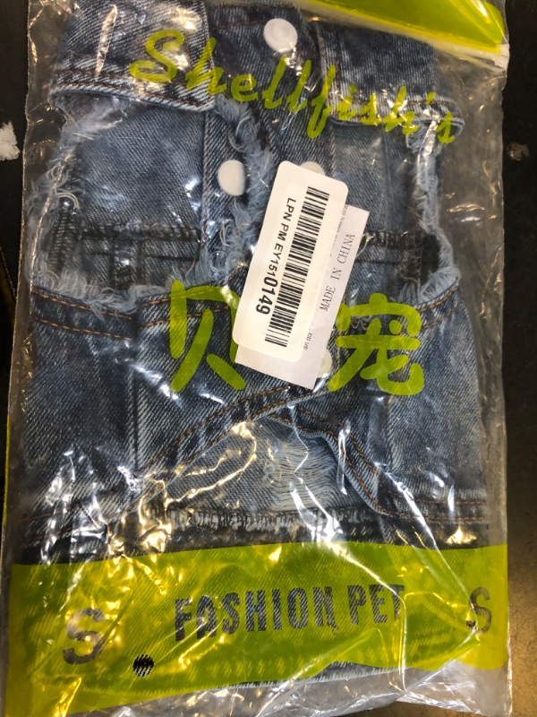 Photo 1 of Brocarp Dog Jean Jacket, Blue Denim Lapel Vest Coat T-Shirt Costume Cute Girl Boy Puppy Clothes, Comfort and Cool Apparel, for Small Medium Dogs Cats, Machine Washable Outfits (Small, Blue)