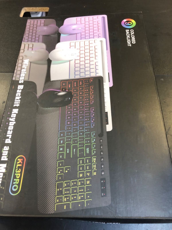 Photo 1 of Wireless Keyboard and Mouse Combo - 9 Backlit Effects, RGB, Ergonomic Wrist Rest, Phone Holder, 2.4G Full Size, Rechargeable, Sleep Mode, Quiet Keyboard Set for Computer, PC, Laptop, Mac, Windows