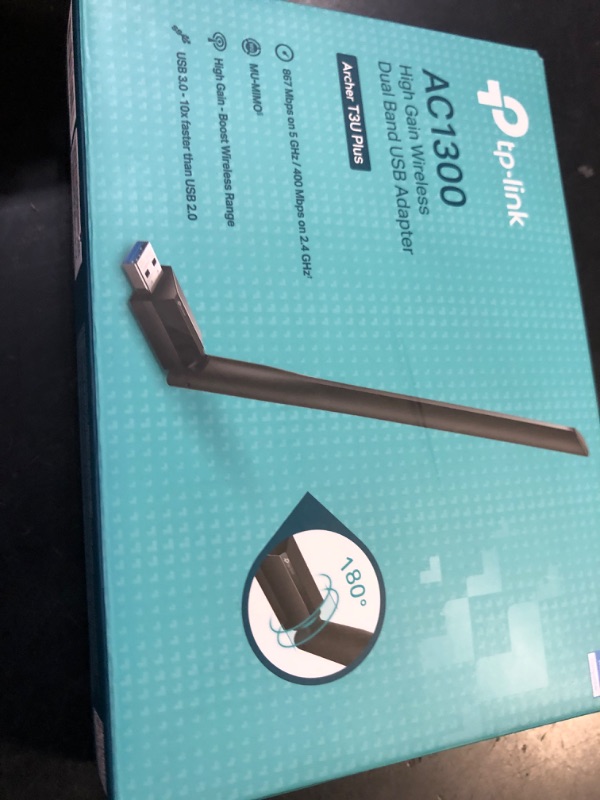 Photo 1 of TP-Link USB WiFi Adapter for Desktop PC, AC1300 USB 3.0 Wireless Dual Band Network Adapter with High Gain Antenna(Archer T3U Plus), MU-MIMO, Windows 11/10/8.1/8/7/XP, Mac OS 10.9-10.15
