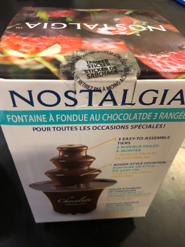 Photo 1 of Nostalgia 3 Tier Electric Chocolate Fondue Fountain Machine for Parties - Melts Cheese, Queso, Candy, and Liqueur - Dip Strawberries, Apple Wedges, Vegetables, and More - 8-Ounce - Brown