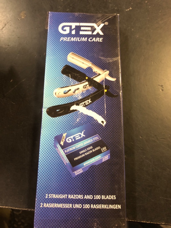 Photo 1 of Straight Razors For Men 100 GTEX Barber Razor Blades - 2 Professional Single Blade Razors for Men Navajas Para Barbero Straight Edge Razor Barber Beard Razor Shavette Shaving Razor Kit