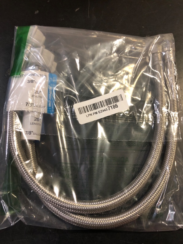 Photo 1 of EZ-Fluid Toilet Water Supply Connector Line Braided Stainless Steel, Toilet Supply Line - 3/8 Female Compression Thread x 7/8 Female Ballcock Thread 20-Inch (Pack 2)