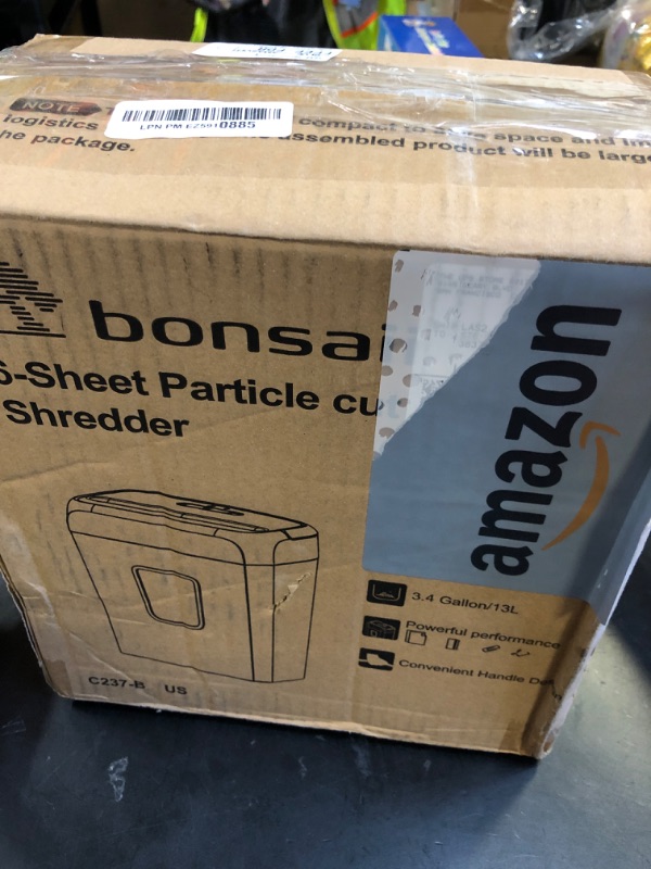 Photo 1 of Bonsaii Paper Shredder for Home Use, 3.4 Gal Wastebasket, 6 Sheet Crosscut Paper Credit Cards, Staples, and Clips Shredder for Home Office Use, Portable Handle Design (C237-B New Version)
