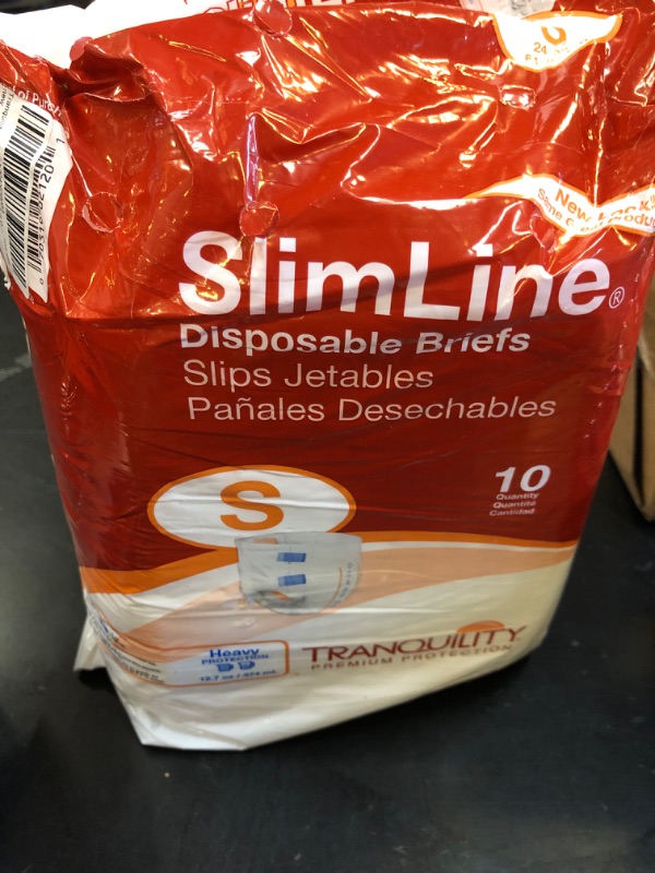 Photo 1 of Tranquility Slimline Original Adult Disposable Brief, Adult Small, Incontinence Care with a Slimmer Fit, Peach Mat Core & Kufguard Technology for Max Comfort, Latex-Free, 12.7oz Capacity, 10ct Bag