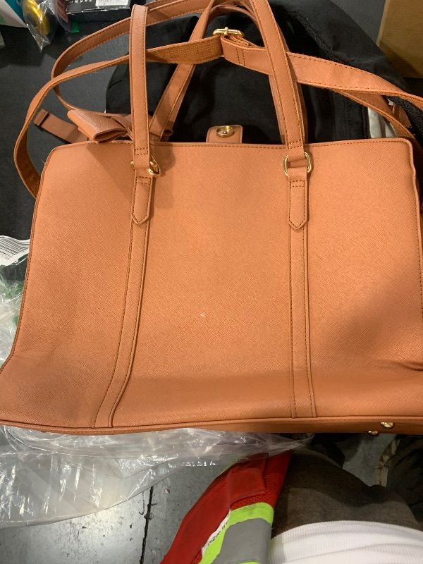 Photo 1 of LOVEVOOK Laptop Bag for Women Vintage Leather Work Tote 17.3 inch Large Capacity Computer bag with Clutch Purse for Office, Travel, Casual