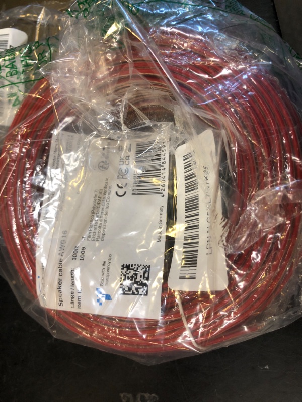 Photo 1 of KabelDirekt – Pure Copper Stereo Audio Speaker Wire & Cable – Made in Germany – 16 AWG Gauge – 100 feet – (for HiFi Speakers and Surround Sound Systems, Pure Copper, with Polarity Markings)