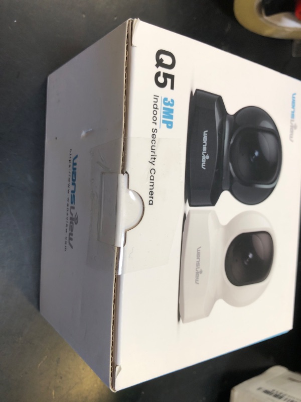 Photo 1 of Wansview Security Camera Indoor, 360 Degree WiFi Home Security Cameras for Pet/Dog/Nanny, 2 Way Audio Night Vision, Works with Alexa, with TF Card Slot and Cloud, 2.4Ghz, Q5 (Black, 3MP)