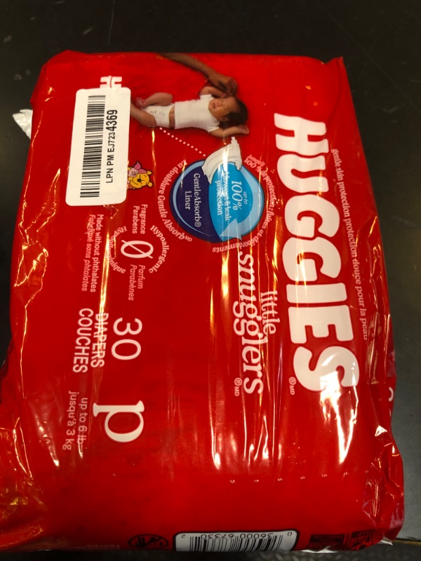 Photo 1 of Huggies Newborn Diapers, Little Snugglers Baby Diapers, Size Preemie (up to 6 lbs), 30 Count