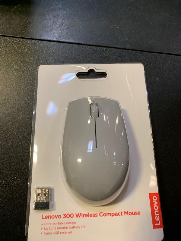 Photo 1 of Lenovo 300 Wireless Mouse – Computer Mouse for PC, Laptop with Windows – Ambidextrous Design – 2.4 GHz Nano USB Receiver – 12 Month Battery Life
