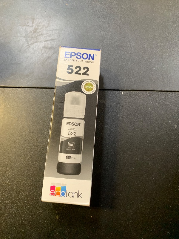 Photo 1 of EPSON 522 EcoTank Ink Ultra-high Capacity Bottle Black (T522120-S) Works with EcoTank ET-2720, ET-2800, ET-2803, ET-2840, ET-4700, ET-4800, ET-4810