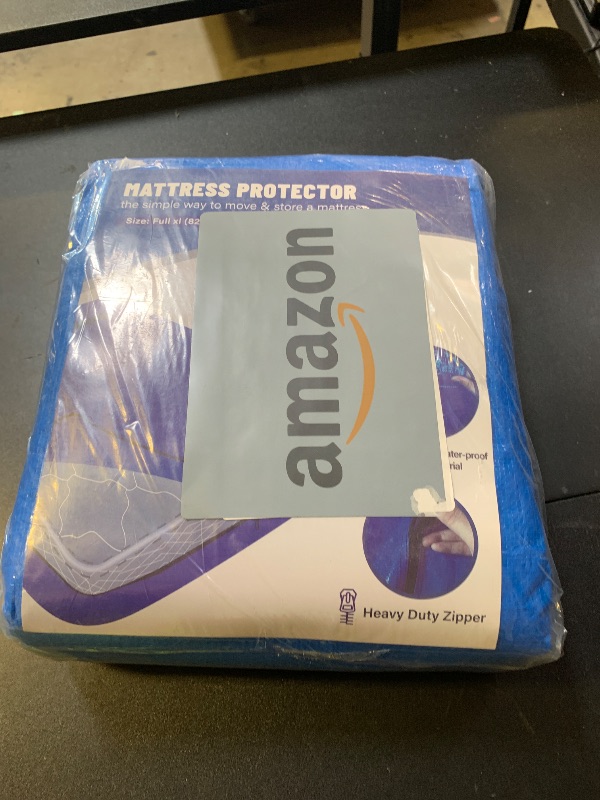 Photo 1 of BETU Mattress Bags for Moving, Mattress Protector Waterproof Mattress Cover Full XL Size Storage Bags with 8 Heavy-Duty Handles and Zipper for Bed Extra Thick Large Reusable (82"x57"x15" Blue)