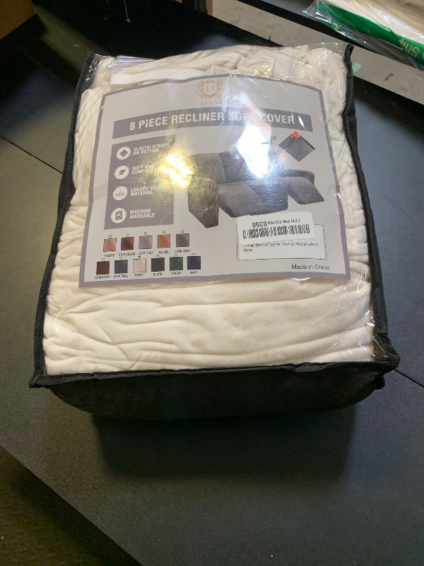 Photo 1 of ULTICOR Velvet 8-Pieces Recliner Sofa Covers Stretch Reclining Couch Covers for 3 Cushion Reclining Sofa Slipcovers Furniture Covers Thick Soft Washable (3 Seater Recliner Cover, White)