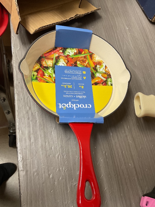Photo 1 of Crock Pot Artisan 8 Inch Enameled Cast Iron Round Skillet, Scarlet Red