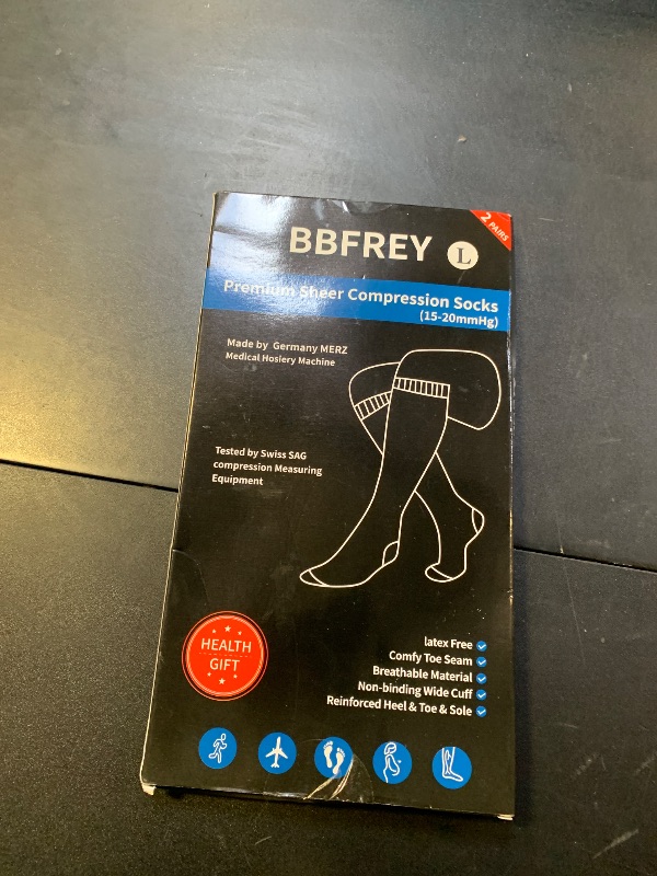 Photo 1 of 2 Pairs Sheer Compression Socks for Women 15-20 mmHg - Support Hose Knee High Compression Stockings with Comfy Toe Seam