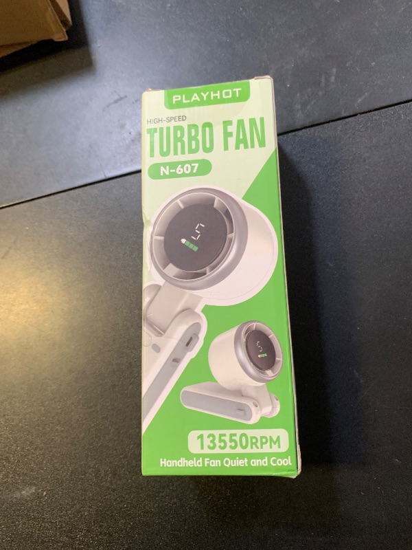 Photo 1 of PlayHot Portable Handheld Turbo Fan, 5 Gear Wind, Battery Operated, Up to 12 Working Hours, 3 IN 1 Hand Fans with Air Turbo Tech Cooling Fan for Outdoor Activities, Travel, Beach (White)