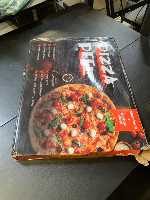 Photo 1 of Pizza Peel Aluminum Pizzas Spatula (12 Inch), Joyfair Long Handle Metal Pizza Paddle with Cutter Rocker Pizza Oven Accessories Turning Tool Kit, Commercial Grade (Extent length 38.5’’ to 49’’)