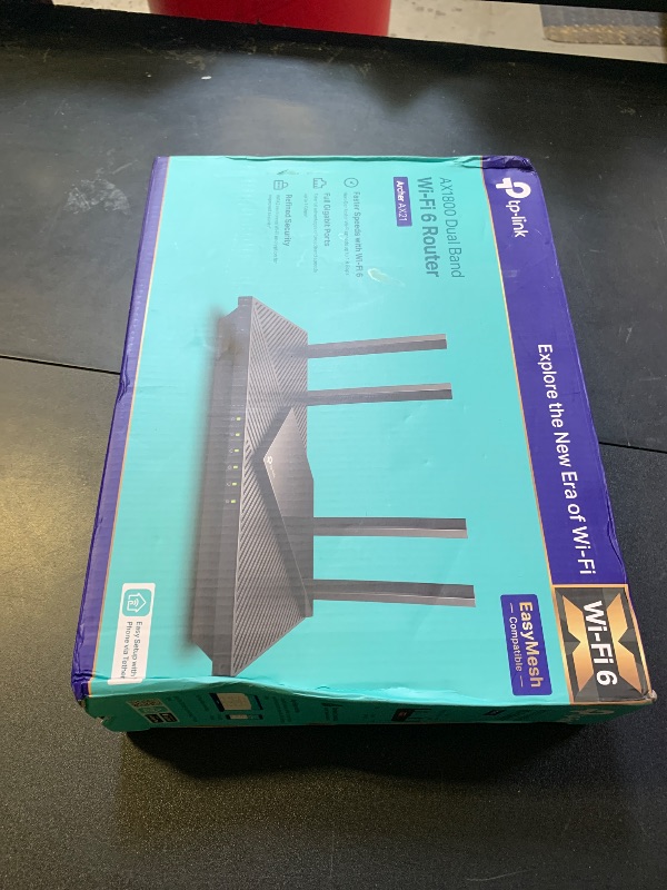Photo 1 of TP-Link AX1800 WiFi 6 Router V4 (Archer AX21) – Dual Band Wireless Internet, Gigabit, Easy Mesh, Works with Alexa - A Certified for Humans Device, Free Expert Support