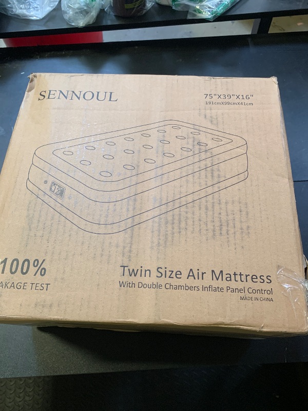 Photo 1 of SENNOUL Air Mattress with Built in Pump - Upgraded Twin Blow Up Mattress, 2 Mins Quick Self Inflatable with Double Air Chamber,16"/550lbs Max, Strong Support, for Camping,Home,Guests,Portable Travel