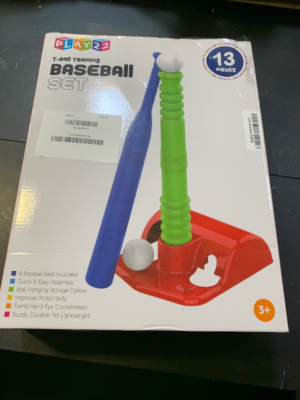 Photo 1 of Play22 T Ball Set for Toddlers - Tball Set for Kids 3-5, 8 Large Balls, 23" Batting Tee - Kids Baseball Bat Tee - Wiffle Ball, Toddler Outdoor Toys Play Equipment, Gifts for 4 Year Old Boys and Girls