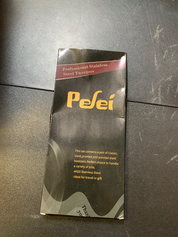Photo 1 of Pefei Tweezers Set - Professional Stainless Steel Tweezers for Eyebrows - Great Precision for Facial Hair, Splinter and Ingrown Hair Removal (Black)