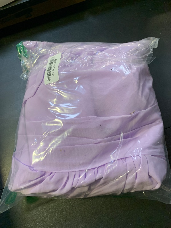 Photo 1 of vintys Social Spaghetti Straps Bridesmaid Dresses Long with Pockets for Women Lilac Cowl Neck Chiffon Formal Dress with Slit Ruffle Beach Wedding Guest Dress Size 14