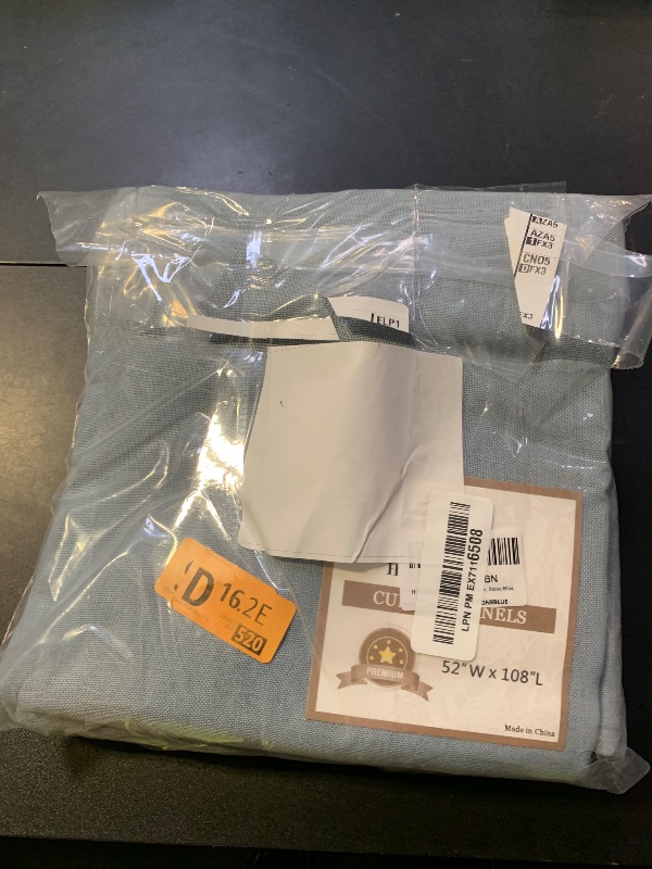 Photo 1 of H.VERSAILTEX Natural Linen Curtains 108 inches Long for Living Room 2 Panels Back Tab Loop Pocket Textured Light Filtering Semi Sheer Curtains Rustic Farmhouse Boho Curtain for Bedroom, Stone Blue