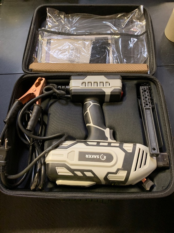 Photo 1 of Saker Portable Electric Welding Machine,110V Portable Welder Handheld with IGBT Inverter 5 Variable Current Adjustment, ARC Welder Gun, Fits for 3/32" Wire Rods (Grey)