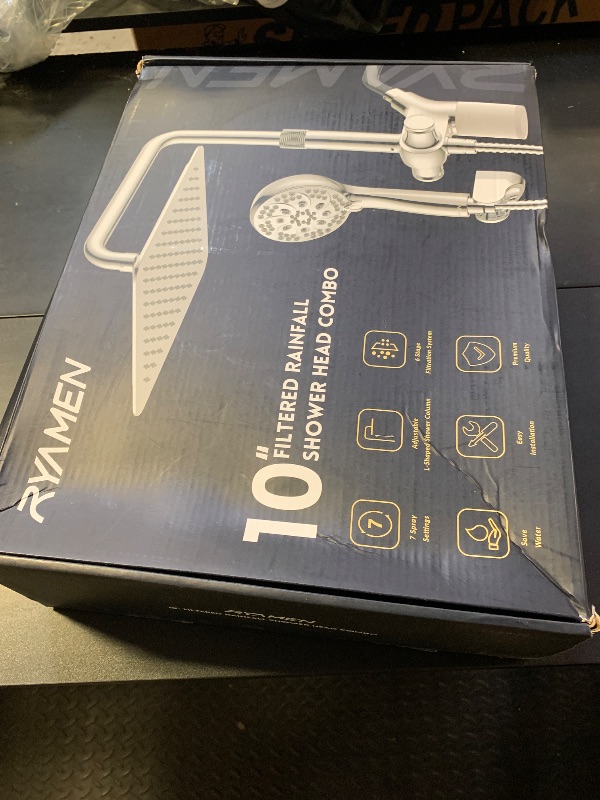 Photo 1 of Ryamen Upgraded Dual Shower Heads Combo, 10 inch Filtered Shower Head with Handheld, 3-Way Rain Shower Head with Filters, 7 Settings Handheld Spray, High Pressure, Height Adjustable (Silver)