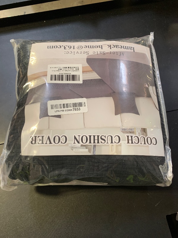 Photo 1 of LA MEACK Couch Cushion Covers for Sectional Sofa L Shape Washable Separate Seat Chaise Couch Cover Stretch Sofa Slipcovers with 2 Pcs Pillowcases(3 Seater + 1 Chaise, Black)