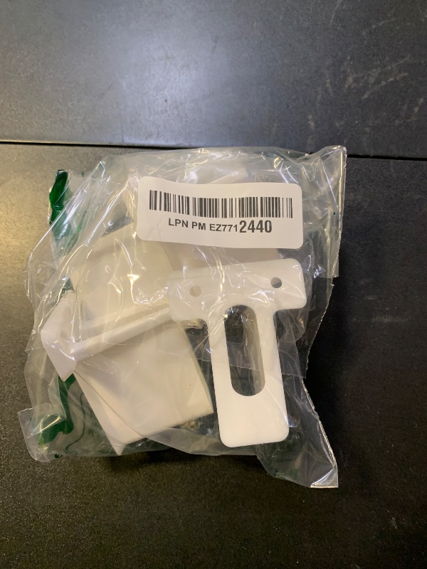Photo 1 of 4 Pack Wire Shelf End Brackets Closet Shelves Brackets Plastic Wall Mount Shelf Brackets with Screws Wire Shelf Corner Support Bracket for Shelves Closet (4)