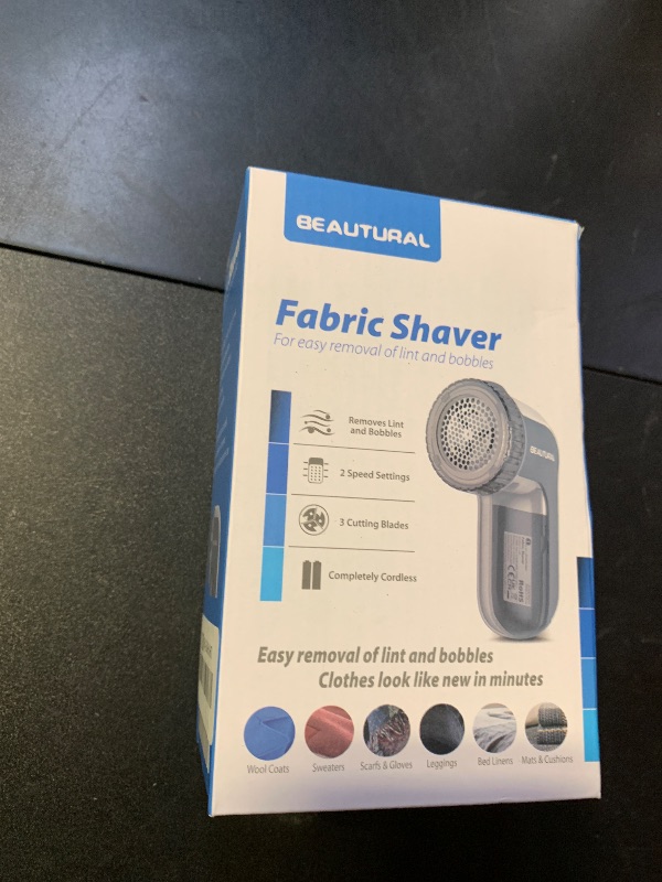 Photo 1 of BEAUTURAL Fabric Shaver and Lint Remover, Sweater Defuzzer with 2-Speeds, 2 Replaceable Stainless Steel Blades, Battery Operated, Remove Clothes Fuzz, Lint Balls, Pills, Bobbles Gray