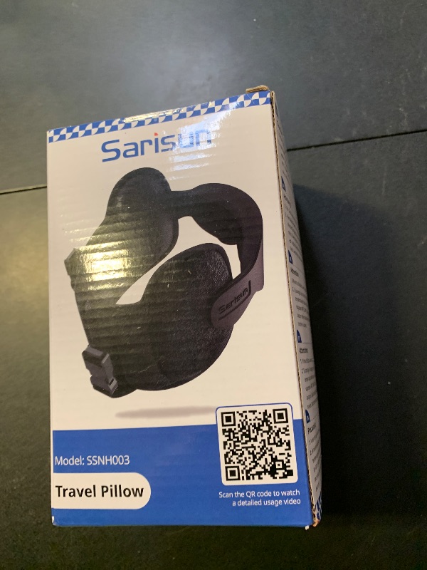 Photo 1 of SARISUN Upgraded Travel Pillow, U-Shaped Airplane Head Strap for All Heights, 360° Support, 3D Sleep Mask, 100% Light Blocking, Long Flights Essentials Headrest, Stop Bobblehead, Black