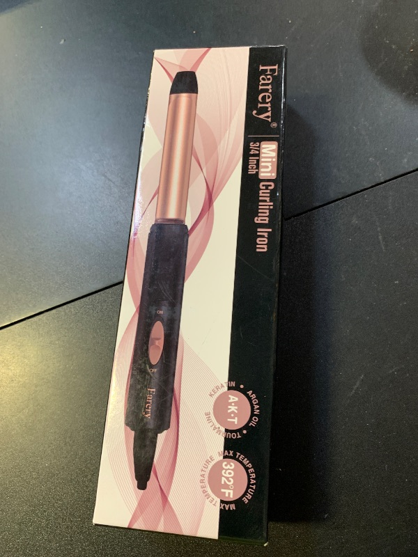 Photo 1 of FARERY Ceramic Mini Hair Curler for Short Hair, 3/4 Inch, Dual Voltage, Travel Size with Keratin & Argan Oil Infused, Curling Iron with Storage Bag