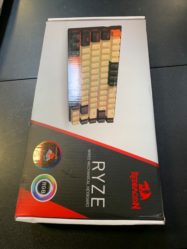 Photo 1 of Redragon 60% Mechanical Gaming Keyboard, 68 Keys Wired Office RGB Keyboard with Arrow Keys, Programmable Macro, Red Switches for Windows Mac PC Laptop, Black/Beige/Orange