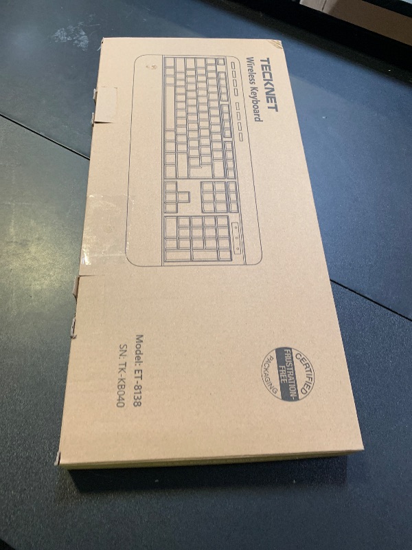 Photo 1 of TECKNET Ergonomic Wireless Keyboard for Laptop, 2.4G USB Silent Computer Keyboard with Comfortable Palm Rest & Adjustable Feet Stand for Desktop, PC, Notebook, Surface and Windows, Full Size Layout