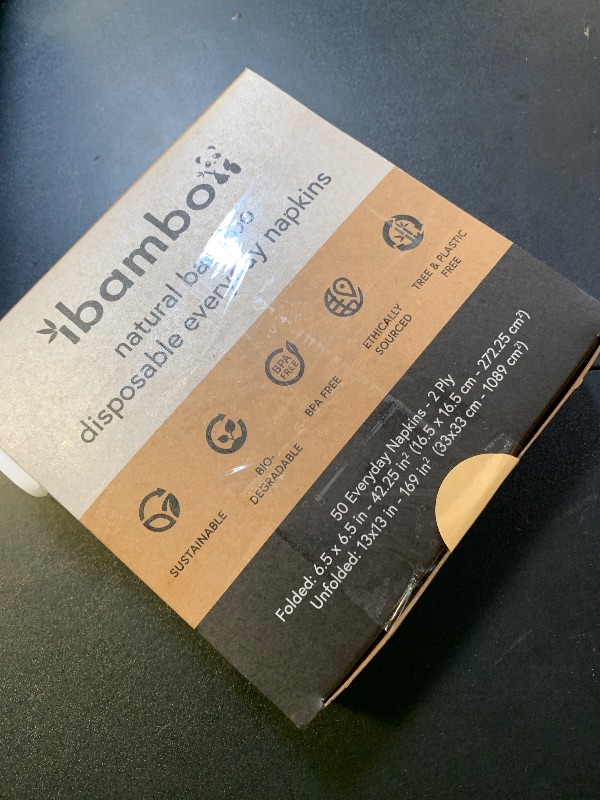 Photo 1 of Ibambo Everyday 100% Bamboo Biodegradable Napkins (50-Pack) | Lunch Napkins Disposable for Dinner, Lunch, Events, Occasions & Entertaining | 2-Ply FSC Certified | Bamboo Paper Towels | 6.5 x 6.5 Inch