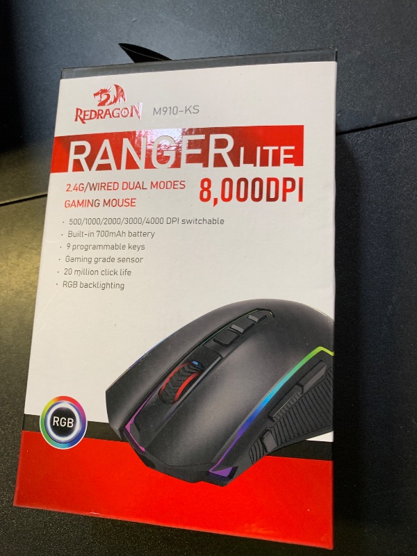 Photo 1 of Redragon Gaming Mouse, Wireless Mouse Gaming with 8000 DPI, PC Gaming Mice with Fire Button, RGB Backlit Programmable Ergonomic Mouse Gamer, Rechargeable, 70Hrs for Windows, Mac Gamer, Black