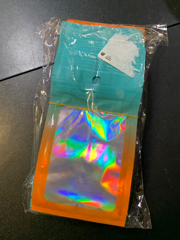 Photo 1 of Funfery 100 Pack Gradient Holographic Bags,Resealable Mylar Bags with Zipper,Clear Window Packaging Pouch,Foil Smell Proof Bags for Food Storage,Sample Jewelry Baggies(3.1×5.1in,Blue Orange)