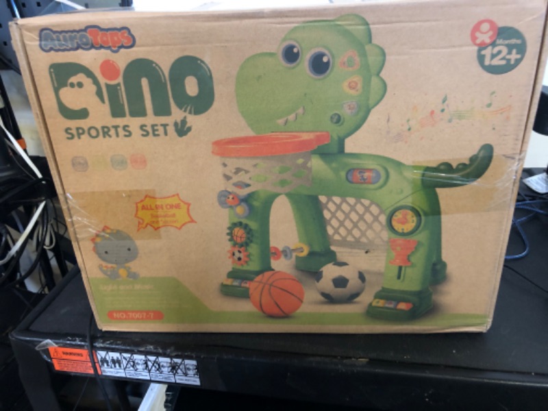 Photo 1 of AuroTops Toddler Basketball Hoop & Soccer Goal Toy,Dinosaur Toys with Light & Music,Musical Toys for 1 Year Old Boy Girl Learning Toy for Toddlers 1-3 Birthday Gifts for 1 Year Old Boys