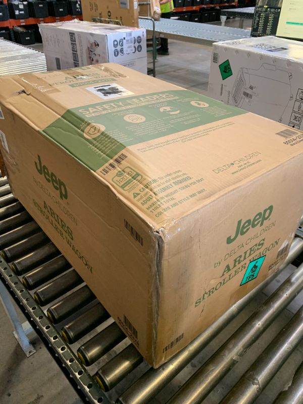 Photo 1 of Jeep Aries Stroller Wagon by Delta Children Premium Wagon for 2 Kids with Convertible Seats, Adjustable Push/Pull Handles, Removable Canopy & Flat Fold - Greenguard Gold Certified, Black/Green