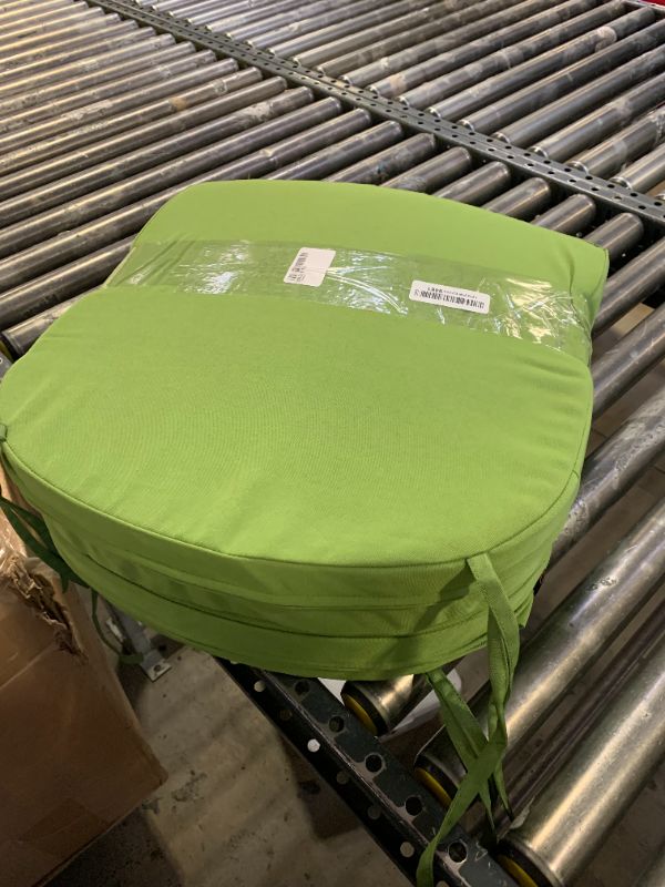 Photo 1 of idee-home Thick 17" x 17" x 3" Patio Chair Cushions Set of 2, Waterproof with Ties, Seat Cushions for Outdoor Furniture, Dining Chair Pads Green
